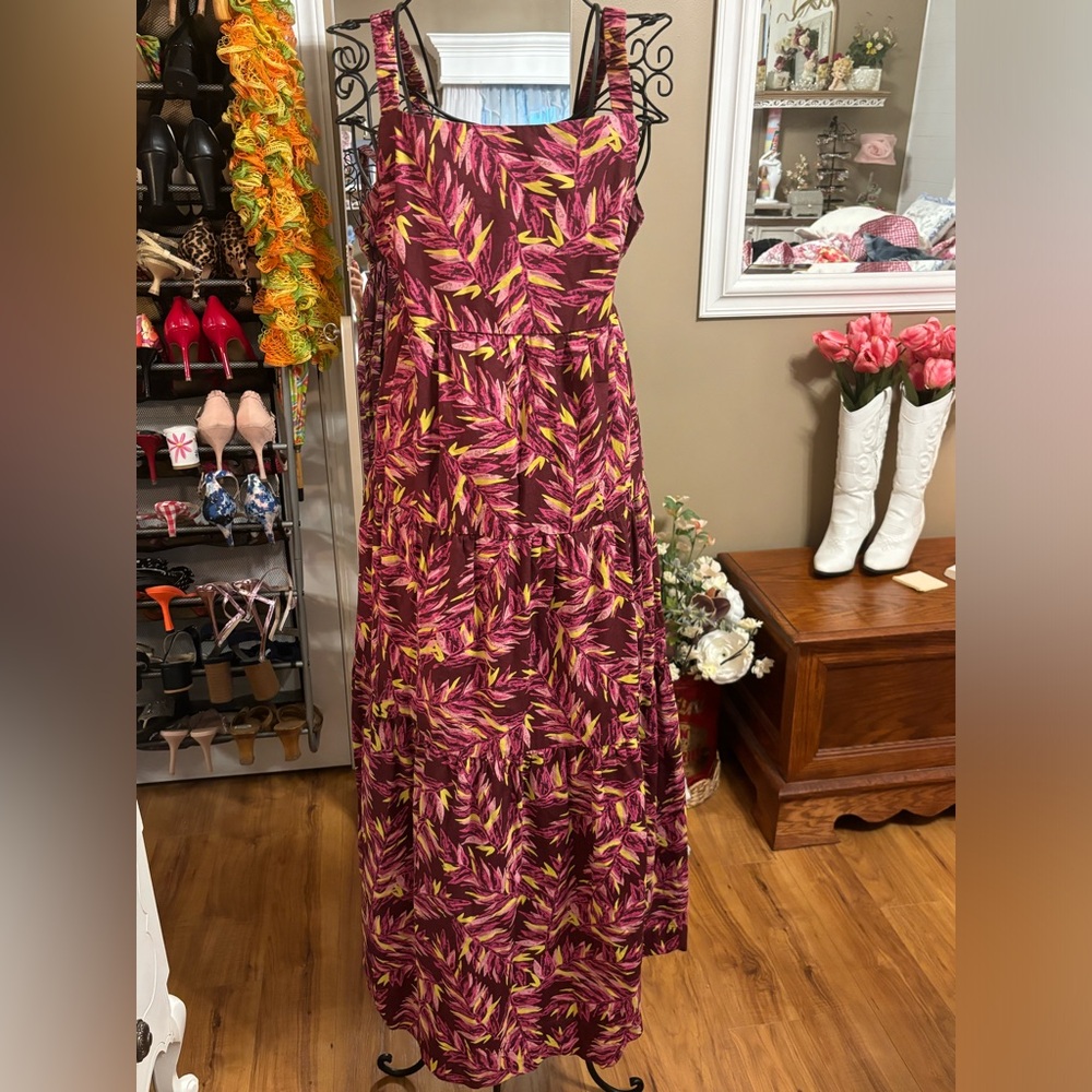 Dip Red and Pink Halter Maxi Sundress